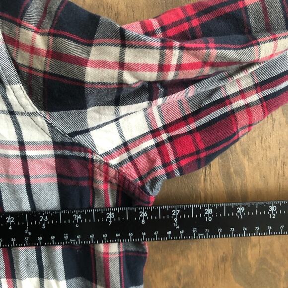 Timberland Mens Shirt Red Multi Plaid Flannel Button Down 100% Cotton XLarge - Picture 5 of 10